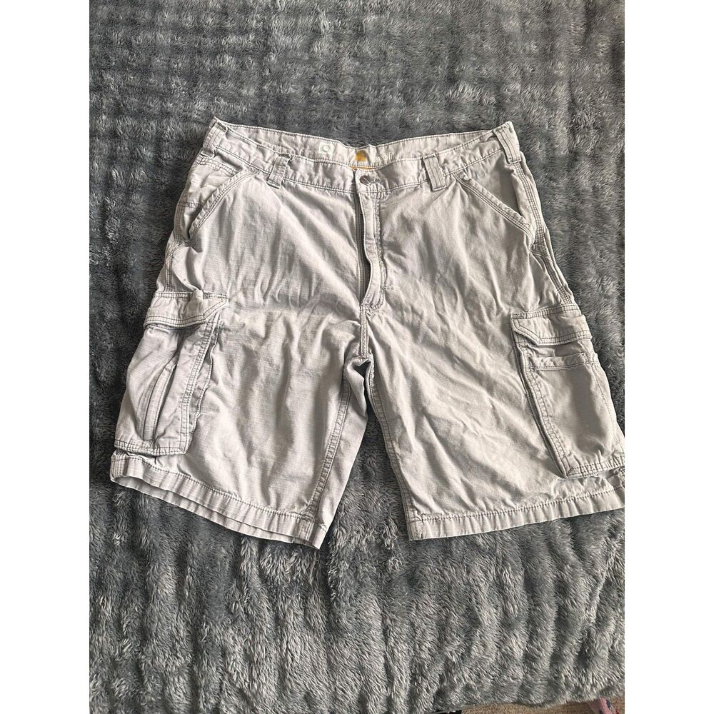 Carhartt Force Mens 38 Gray Ripstop Cargo Shorts Workwear Relaxed Fit Utility
